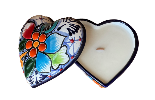 Talavera Heart Jewelry Case Candle