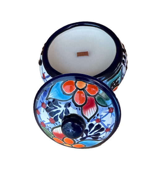 Talavera Round Candle Jar