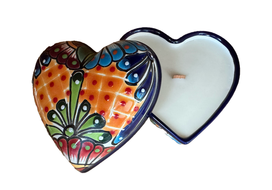 Talavera Heart Jewelry Case Candle